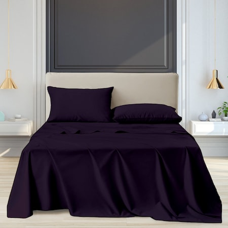 Luxury Dreams 4-Piece 1800 TC Series Deep-Pocket Luxurious Organic Bamboo Blend Bed Sheet Set LD-1800BF-4PC-EGG-K